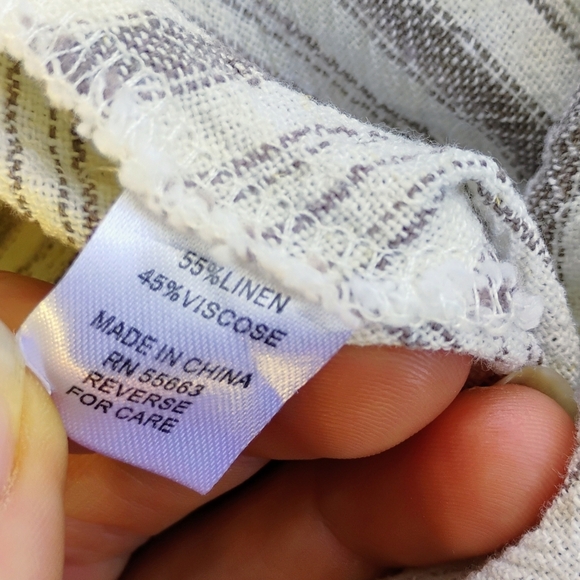 For Cynthia Linen Maxi Skirt Womens Small Striped Neutral Minimalist Lagenlook - Picture 6 of 10